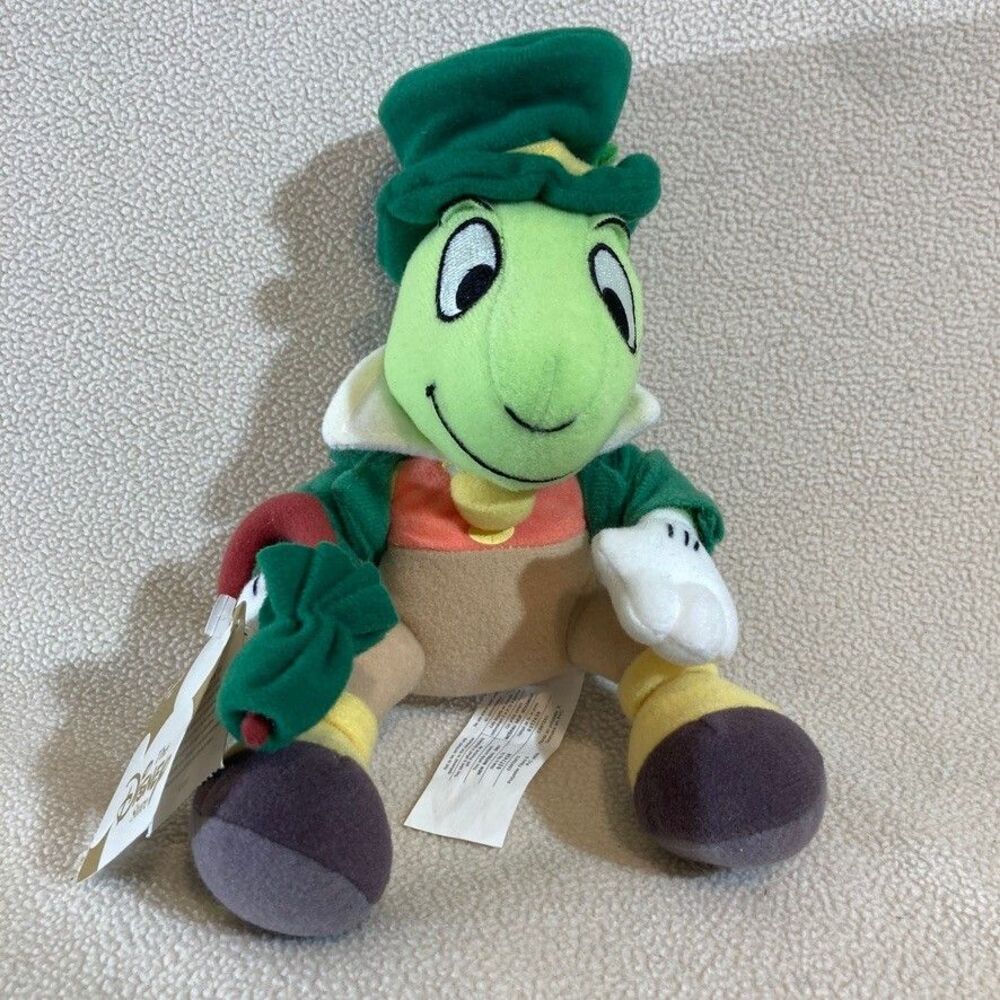 The Disney Store Bean Bag Jiminy Cricket 8" Plush St Patricks Day Vintage 1999
